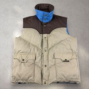 Vintage‎ 70s Duck Down/Feathers Puffer Vest Brown Mens Medium Reversible